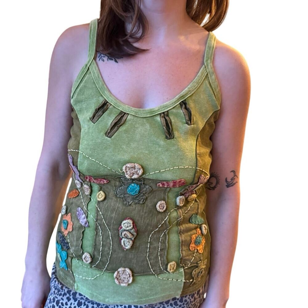 90s vintage hippie tank lime green